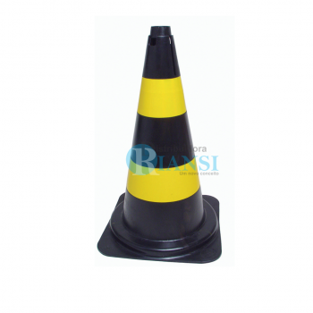 Cone para Sinalização 50 cm preto e amarelo